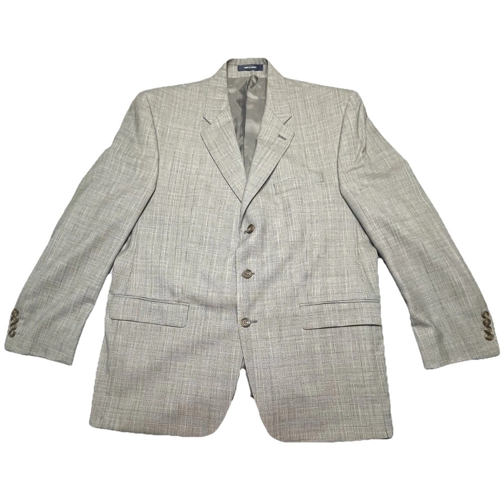 Chaps Ralph Lauren 3 Button Suit Check‎ Gray Wool Cashmere 44R 39x28